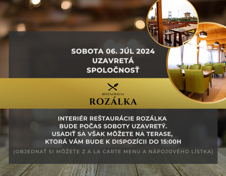 06. júl 2024 - Uzavretá spoločnosť v interiéri reštaurácie Rozálka