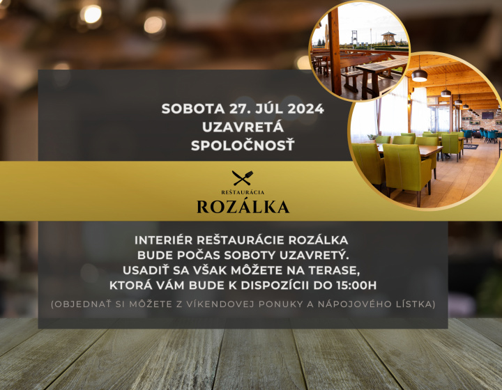 27. júl 2024 - Uzavretá spoločnosť v interiéri reštaurácie Rozálka